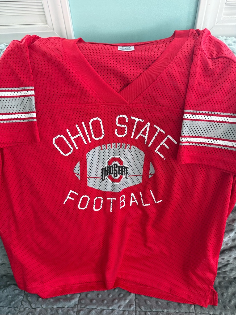 Knights Apparel Red Kids Football Mesh Jersey with Gray Accents